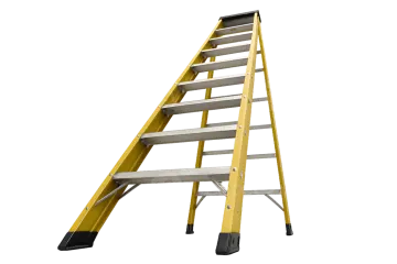 a yellow ladder on a white background