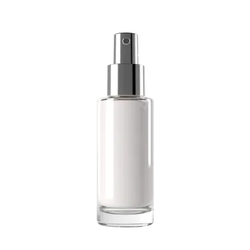 a bottle of white liquid on a white background