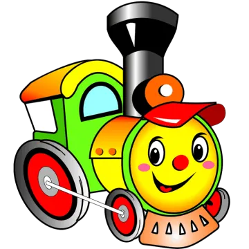 a cartoon train with a smiling face