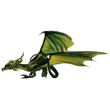 a green dragon flying through the air