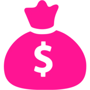 a pink bag with a dollar sign on it