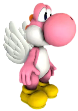 a pink mario is standing on the ground