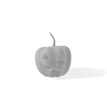 a gray pumpkin with an evil face on it