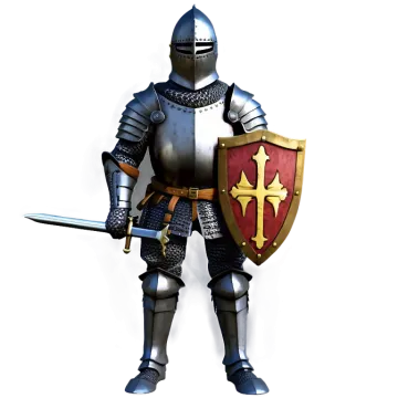 a knight with a sword and shield