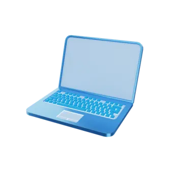 an open laptop computer with a blue keyboard