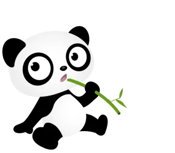 a panda bear holding a bamboo sticker