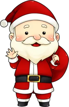 a cartoon santa claus with his hands up