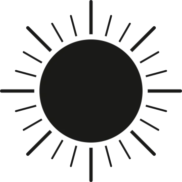a black and white sun icon