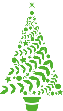 a green christmas tree with stars on it