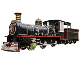 a black and red train on a white background