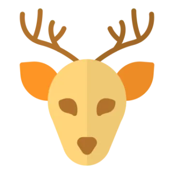 a deer's head with horns