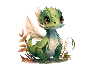 a small green dragon sitting on the ground