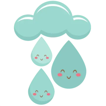 a cloud with two raindrops on it