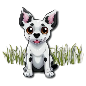 a cartoon dog sitting in the grass