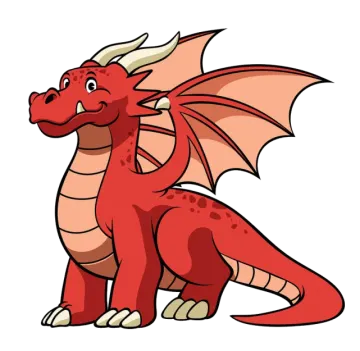 a red dragon sitting on the ground