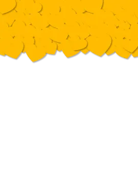 a white background with yellow paper hearts