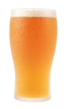 a glass of beer on a white background