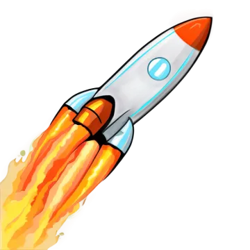 an illustration of a rocket flying through the air