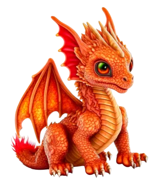 a red dragon sitting on top of a white background