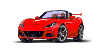 a red sports car on a white background