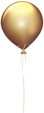 a gold balloon with a ribbon tied around it
