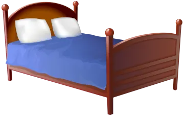 a bed with two pillows on it