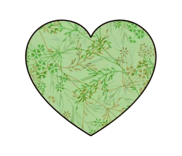 a green heart with leaves on it