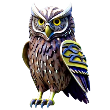 an owl is standing on a white background
