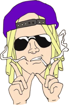 a drawing of a person with sunglasses and a hat