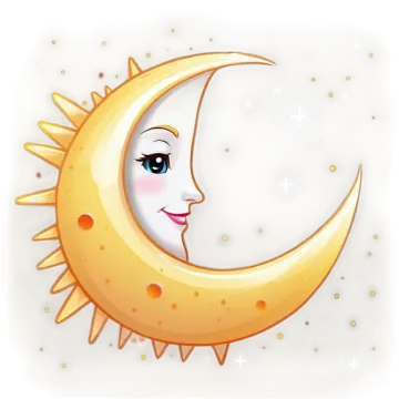 a cartoon sun and moon in the sky