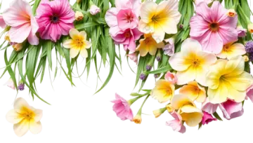 a bunch of flowers on a white background