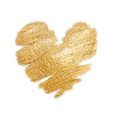 a gold heart on a white background