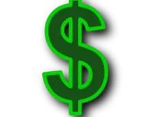 a green dollar sign on a white background