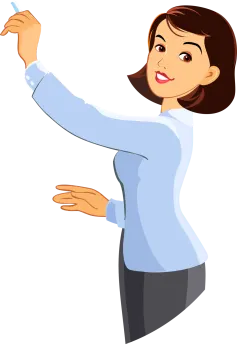 a woman pointing at something