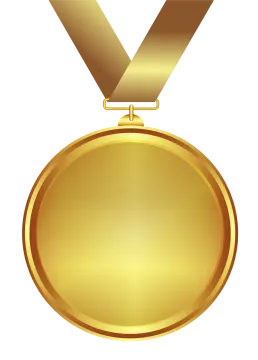 a gold medal on a white background