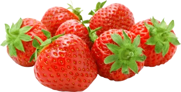 a bunch of strawberries with green leaves