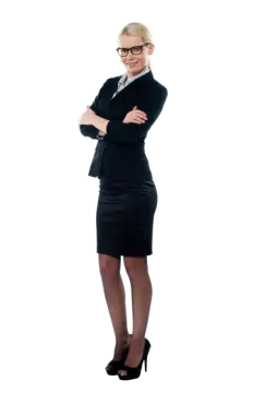 a woman standing with her arms crossed