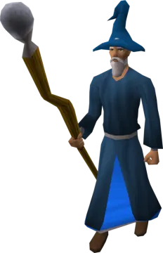 a cartoon character holding a stick and an axe