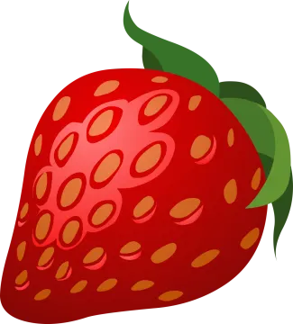 a red strawberry with green leaves on it