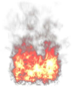 a red and yellow fire on a white background