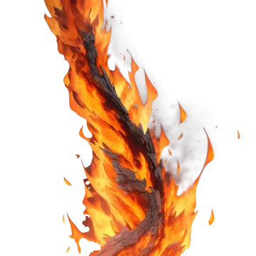 a fire is burning on a white background