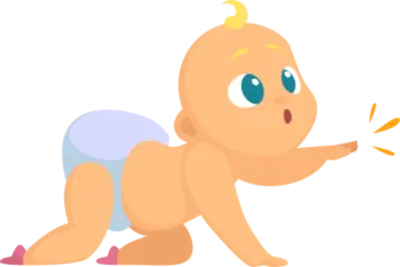 a baby pony with blue eyes and a pink tail