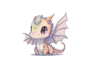 a cute little dragon sitting on top of a white background