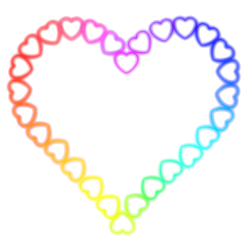 a rainbow colored heart on a white background