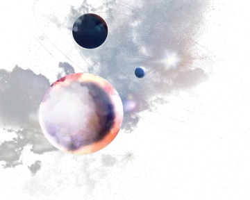 a painting of three planets in the sky