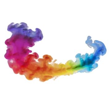 a rainbow colored cloud of smoke on a white background