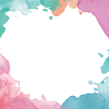 a colorful watercolor background with a white square frame