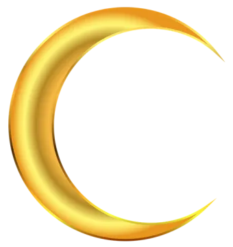 a golden crescent on a white background
