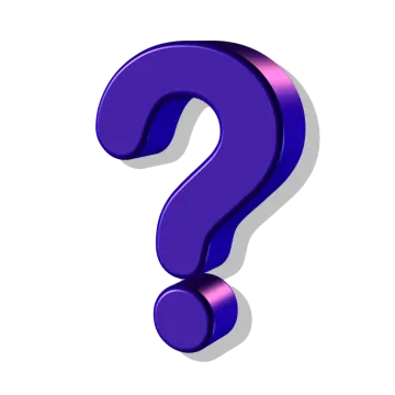 a purple question sign on a white background