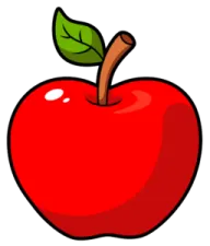 an apple with a leaf on it